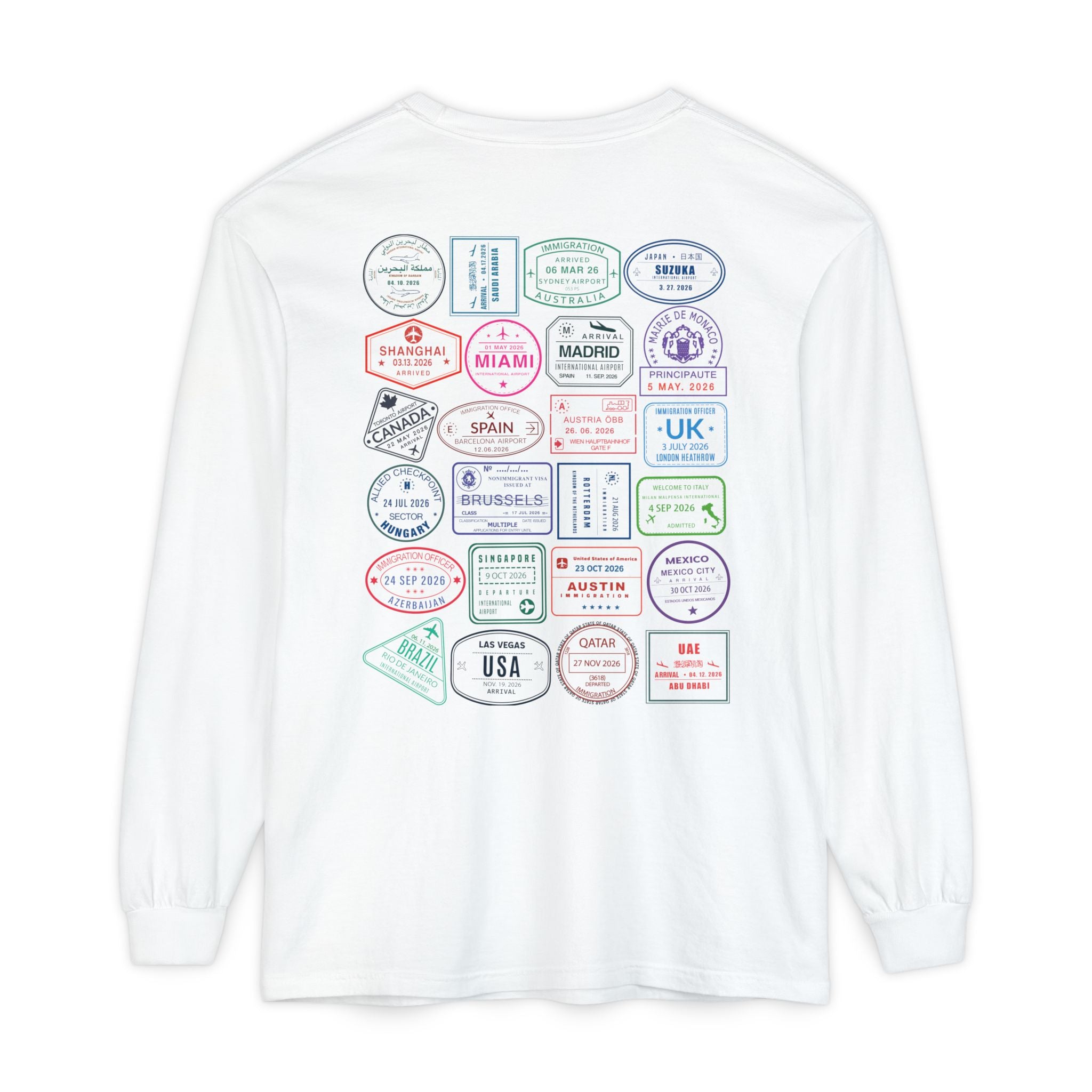 2026 Passport Stamps Long Sleeve T-Shirt – RecklessSunday